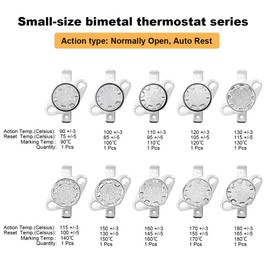 sourcing map 10pcs NC KSD301 Thermostat 90-180°C(194-356°F) Temperature Thermal Control Switch 90 100 110 120 130 140 150 160 170 180°C Normal Close Assortment Kit