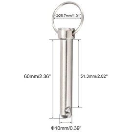 TA-VIGOR 4Pcs Quick Release Pins, 10mm Dia 62mm Length Bimini Top Pin Marine Hardware Carbon Steel for Boat Accessories Marine Hardware