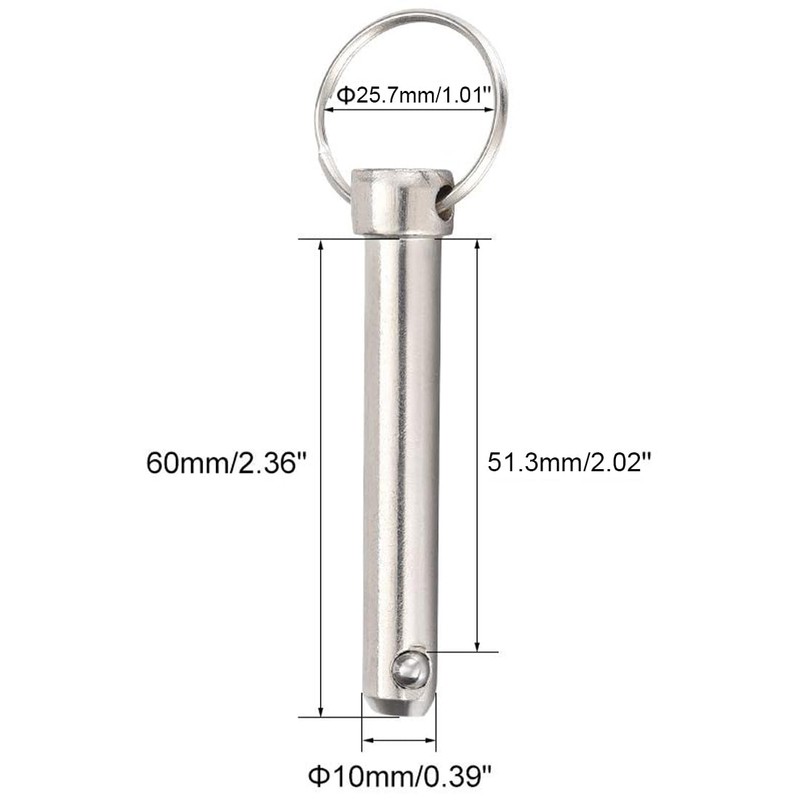 TA-VIGOR 4Pcs Quick Release Pins, 10mm Dia 62mm Length Bimini