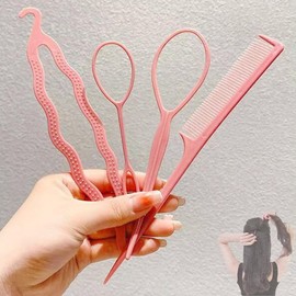 WFGKPXC Hair Arrangement Sticks, Set of 4, Hair Braiding Kit, Arrangement Sticks, Easy Hair Arrangement, Beginner, Salon, Hairdresser, Home Use, Bun Hair Styling Tools