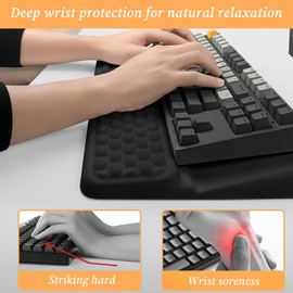 2-in-1 Keyboard Wrist Rest with Stand for Desktop, Ergonomic Wrist Pad, Computer Keyboard Holder, Soft Memory Foam Wrist Support Pad for Desk Office Home School (Black)