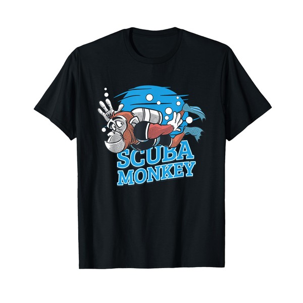 VXLS Scuba Diving Snorkeling Monkey Ape Colorful Fishes T-Shirt