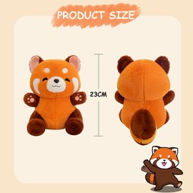 Zhlearda Red Panda Cuddly Toy, 23 cm Red Panda Plush, Kawaii Red Panda Cuddly Toy, Fluffy Cuddly Toy, Red Panda, Cuddly Panda Plush, Stuffed Animals Gift for Boys and Girls