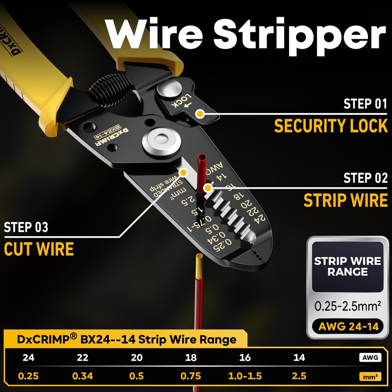 DxCRIMP Flat Connector Crimping Tool Set, Crimping Tool Cable Lugs