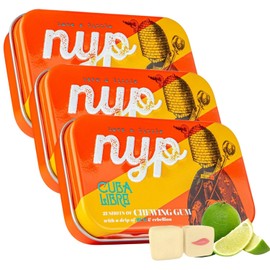 NYP Sugar Free Cuba Libre Lime Chewing Gum, Aspartame Free & Alcohol Free Cocktail Filled Rum Gum Tin, Vegan, 63 Pieces (3 Tins)