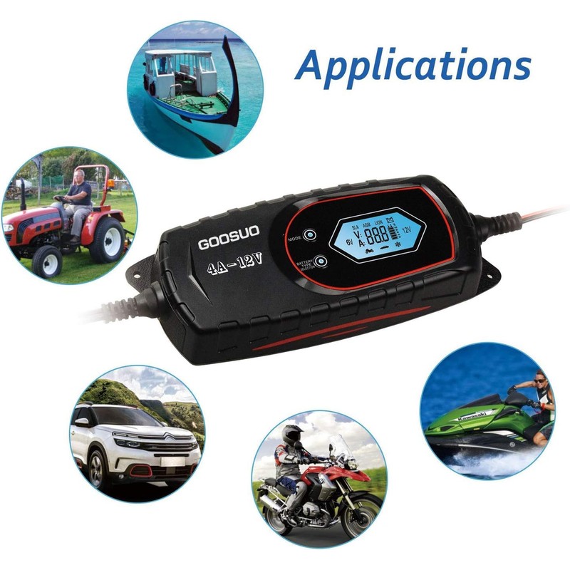 GOOSUO Car Trickle Battery Charger, Battery Maintainer Automatic, 6V 12V
