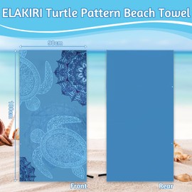 ELAKIRI XXL Beach Towel 90 x 180 cm - Microfibre Bath Towel Soft Skin Friendly - Beach Towel / Beach Towel Absorbent Quick Drying - Turtle Motif Beach Towels - for Beach, Pool, Yoga