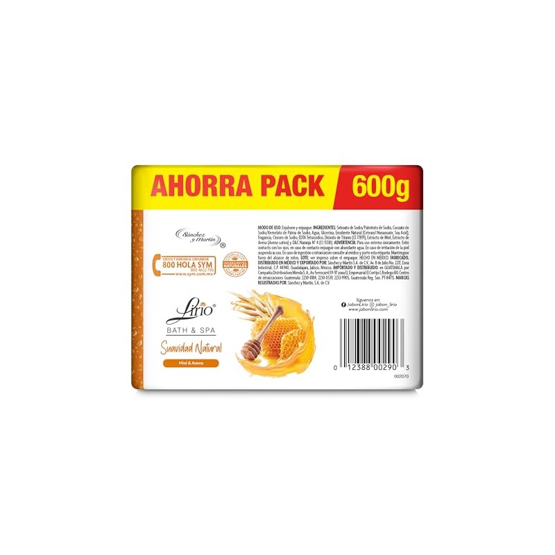 Lirio Bath&Spa Avena 150g 4 Piezas