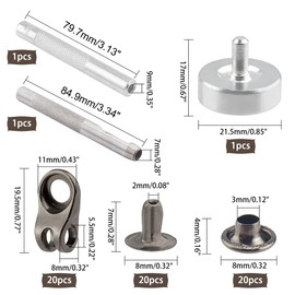 PandaHall 20 Set of Shoe Laces Hooks and 1 Set of Mounting Tool, Shoelaces with Rivets, Safety Shoelaces Made of Aluminium, Boots, Hook Eye Buckle for Camp Hike Climbing Boots, metallic