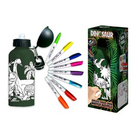 Splat Planet Decorate Your Own Water Bottle, Colour-in Your own Water Bottle. Gift for Kids, Water Bottles for Kids 600ml (Dinosaur)