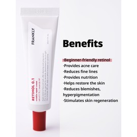 FRANKLY Retinol 0.1 Cream - Beginner Retinol | Anti-Aging, Rejuvenation, Skin Lifting & Restoration | Acne-Prone Skin | Enriched with Ceramides & Natural Ginseng | Made in Korea 1.01 fl. Oz.