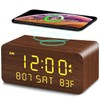 Andoolex Andoolex Wooden Digital Alarm Clock with Wireless Charging, 0-100%