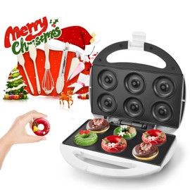 DSP Mini Donut Maker - Non-Stick, Cool Touch Electric Doughnut Machine for Mini Donuts - Perfect for Breakfast, Snacks & Desserts (White, 6 Donuts)