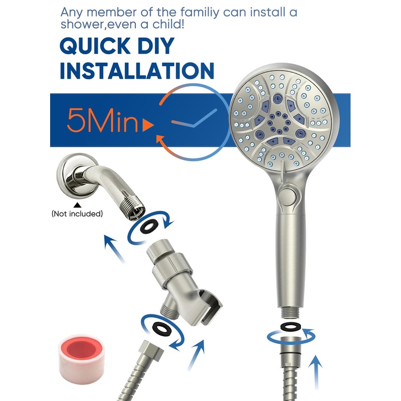 Pavezo® High Pressure Handheld Shower Head with Filter, ON/OFF Switch