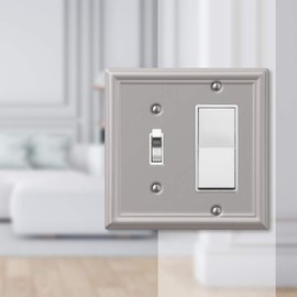 Amerelle 149TRBN 1TGL/1RKR BN WALL PLATE, Single Toggle/Single Rocker-GFCI