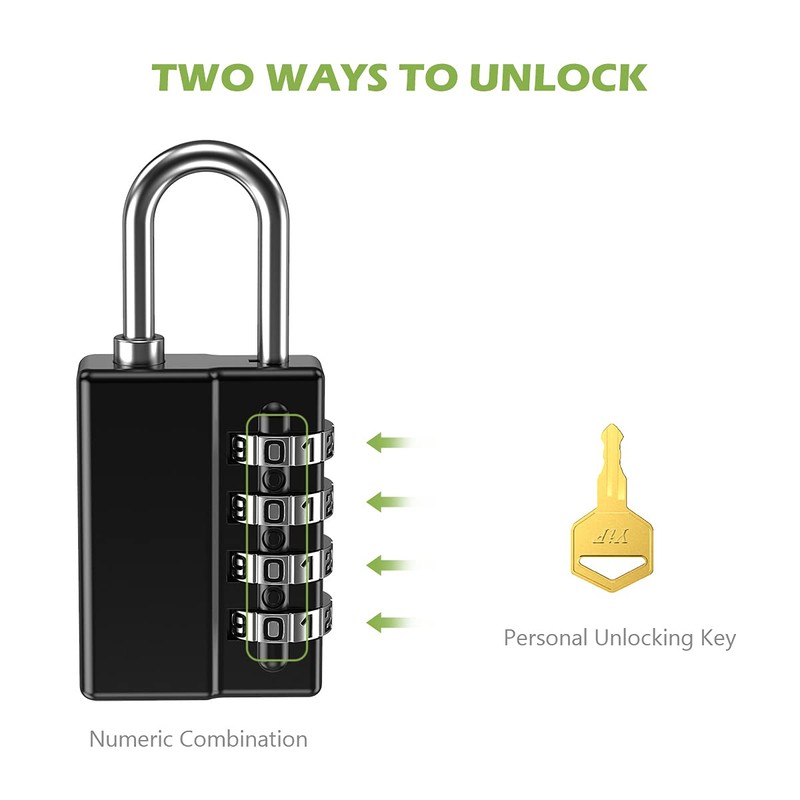 KeeKit Combination Padlock, 4 Digit Combination Lock with Keys, Resettable