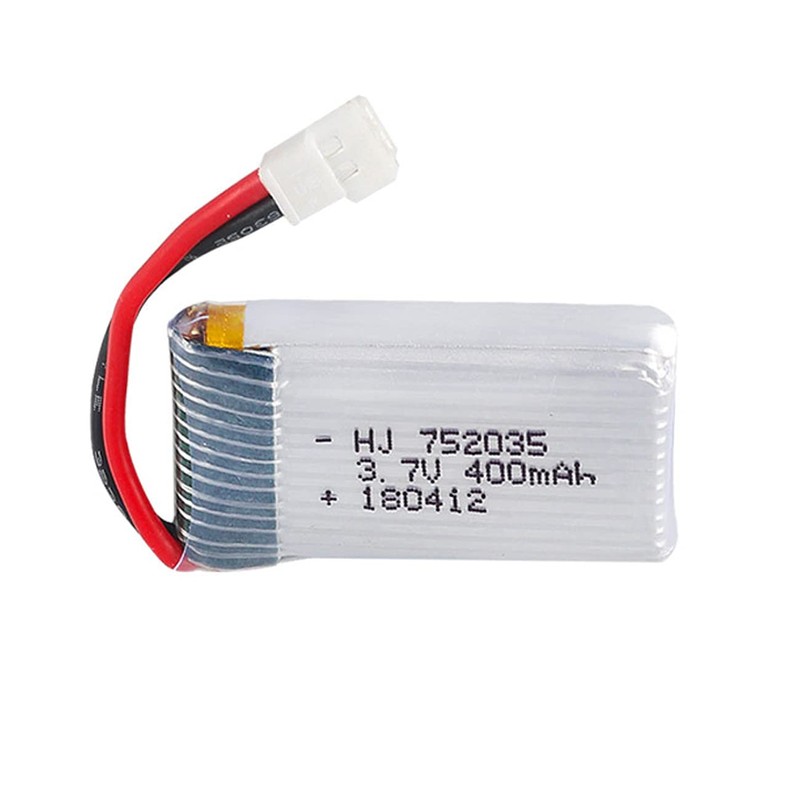 2 Pcs 3.7V 400mAh 20C 752035 Rechargeable Lipo Battery with