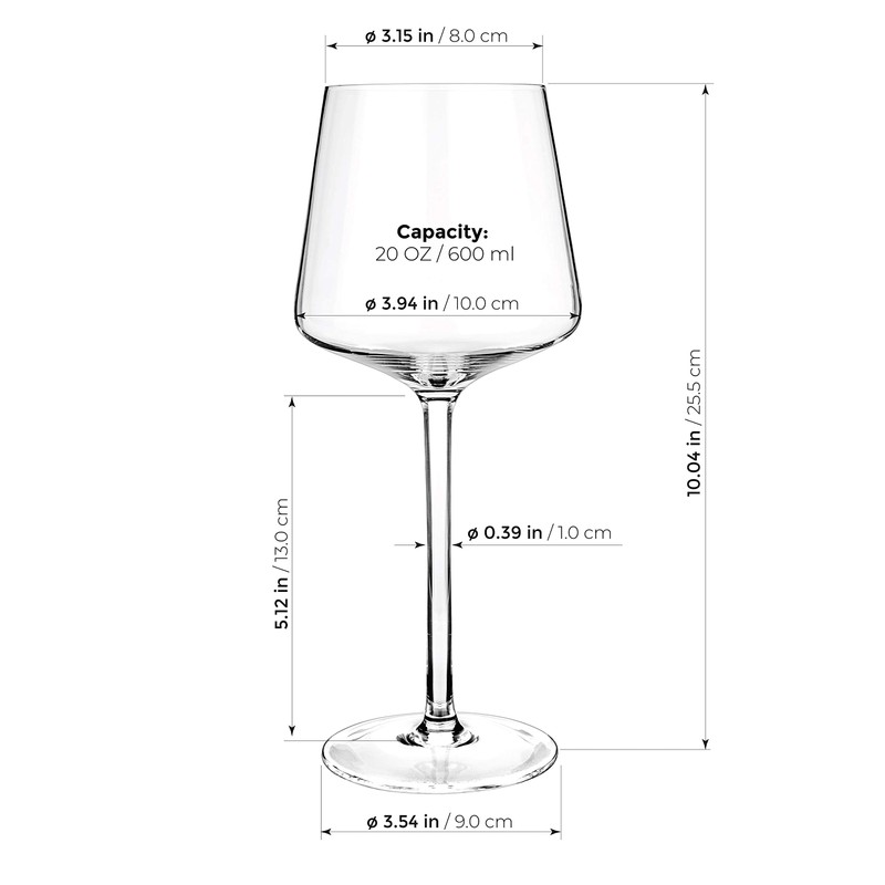 LUXBE - Crystal Wine Glasses 20.5-ounce, Set of 4 -