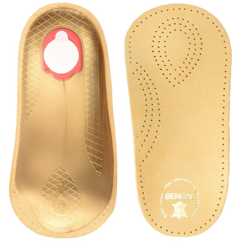 BERGAL Men's Perfect Plus 3/4 Leather Insoles Ultralight Orthotic, Brown