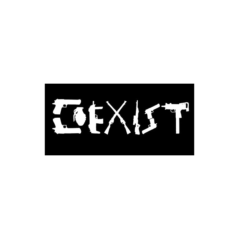 Coexist Guns Rifles Grenade Black & White 3.75”x7.5” Vinyl Bumper