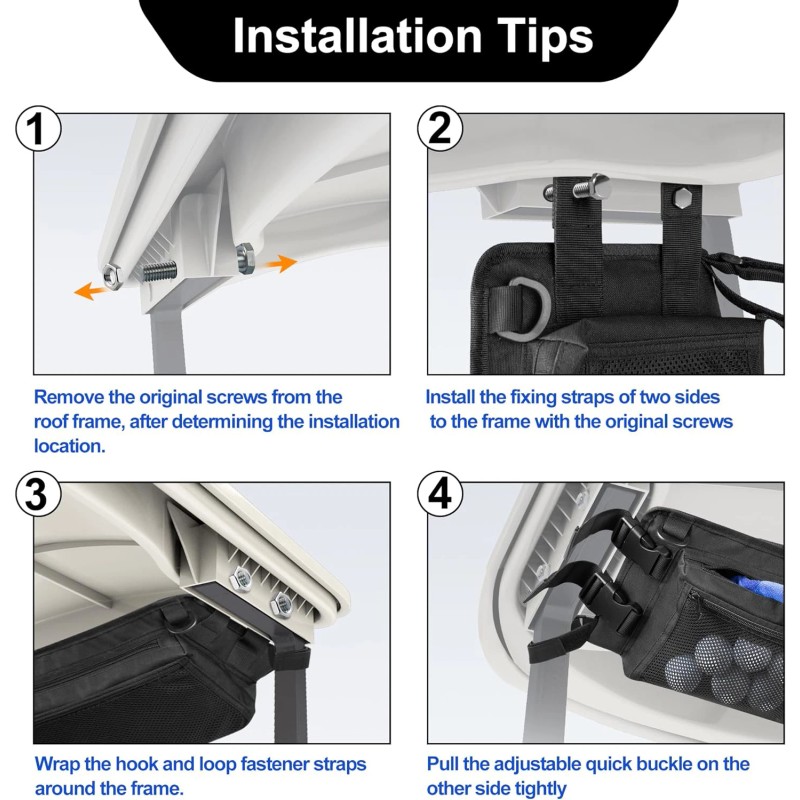 PGmoon Golf Cart Ceiling Storage Bag, Golf Cart Overhead Organizer