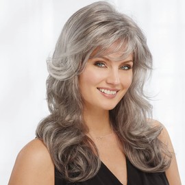 Paula Young Gayle Wig Long Wig with Soft, Face-Framing Bangs and Lush Layers Of Loose Curls/Multi-tonal Shades of Blonde, Silver, Brown, and Red
