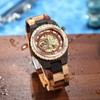 Tiong Men's Wooden Watch Automatic Winding Wooden Watch,Attractive Brown Wooden