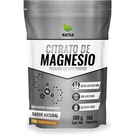 NATSA Citrato de Magnesio Polvo, 500gr, 166 Porciones