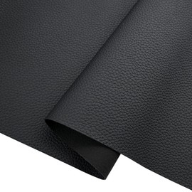 20"x 54"(50cm x 140cm) Faux Leather|Black Litchi Grain Texture Faux Leather Fabric|1mm Thick Leather Fabric for Furniture Decoration, DIY Crafts, Sewing, Etc.