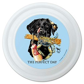 GRAPHICS & MORE The Perfect Day Black Lab Labrador Dog Buoy Crab Fishing Novelty 9" Flying Disc