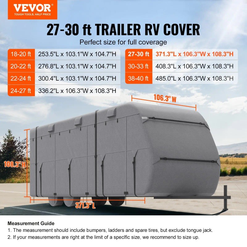 27-30 ft Class a RV Cover Non-Woven Fabric Trailer Travel