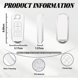 TOOMUME Car Key Cover TPU, Car Key Case Fit for Mazda 2/3/6 M2 M3 M6 CX3 CX4 CX5 CX6 CX7 CX8 CX9 CX30 CX60 MX5 MX30 Atenza Axela, Protective Key Fob Cover Key Fob Case - Smart Key