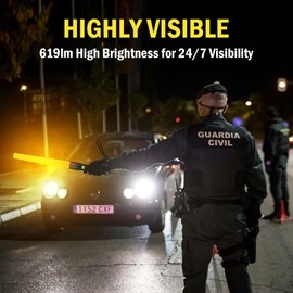 ULTRAFIRE 2-Pack 12 Inch & 16 Inch Traffic Wands, 619 Lumen 3 Flashing Modes USB-C Rechargeable Safety Flashlight for Traffic Control, Aircraft Marshaling (UF-805)