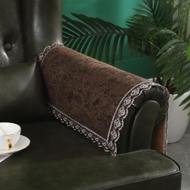 MINJIATEX Couch arm Covers,Non-Slip lace Sofa arm Covers Set of 2 Washable Sofa armrests Covers for Living Room Recliner Chair arm Covers Protectors for Leather Sofa armrest slipcover (GYDF-Brown)
