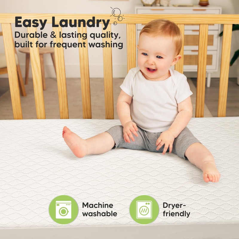 Waterproof Crib Mattress Protector Cover Fitted - 2-Pack Quiet Baby