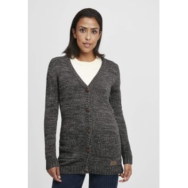 OXMO Philemona Women's Long Cardigan, Chunky Knit Cardigan, Long Knit Jacket - Black (799000) Plain, size: m