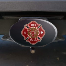 GRAPHICS & MORE Firefighter Fire Rescue Maltese Cross Oval Tow Trailer Hitch Cover Plug Insert