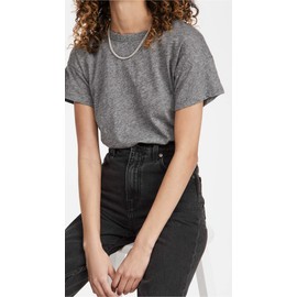 Madewell Women's Whisper Cotton Rib Crewneck Tee, Heather Iron, Grey, S