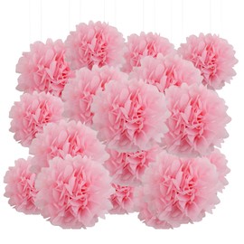 20pcs Tissue Paper Pom Poms - Light Pink - 6 Inch - Tissue Paper Pompoms for Engagement, Wedding, Birthday Party Deco