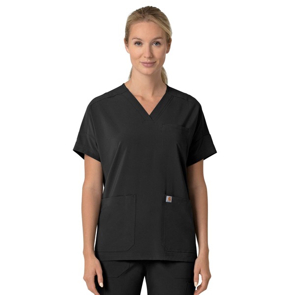 Carhartt Women's Oversized V-Neck Scrub Top, Black