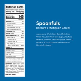 Barbara's Multigrain Spoonfuls Cereal, Heart Healthy, Non-GMO, 14 Oz Box (Pack of 12)