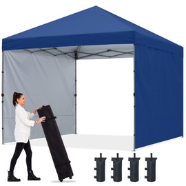 ABCCANOPY Easy Pop up Canopy Tent with 2 Sidewalls for Outdoor Sun Blocking or Rain Protection,10x10, Navy Blue