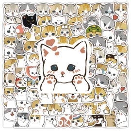 Cute Cat Stickers, 100PCS Small Size Funny Hand-Painted Pet Cat Sticker for Water Bottles, Skateboards, Scrapbooking, Game Consoles, Vinyl Waterproof Kawaii Animal
