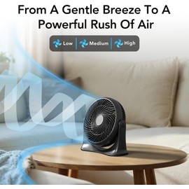 EZ-CHILL 11" High Velocity Tabletop Air Circulator Fan, Quiet Personal Fan for Home, Bedroom or Office, 3 Speeds and 90 Degree Tilt, Black
