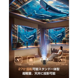 Projector, Small Home Projector, (Equipped with the Latest Android TV 13.0, 20,000 LM, 4K Compatible), High Brightness, 270° Rotation, For Home Use, Ceiling Projection, Wi-Fi 6 Instant Connection