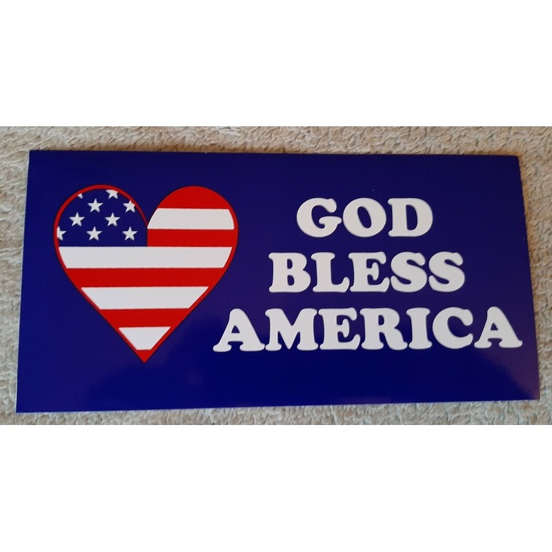GOD BLESS AMERICA with USA Red White and Blue Heart