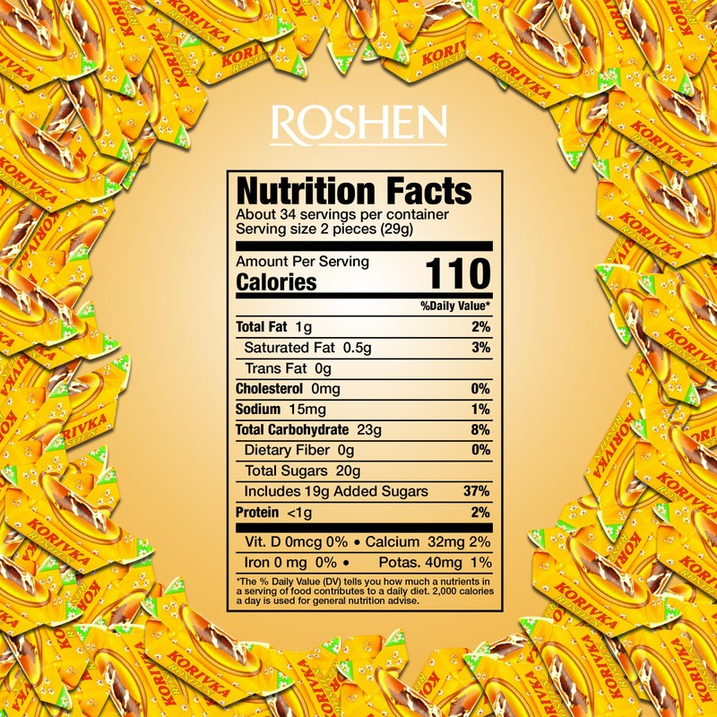 Roshen Korivka Milk Fudge Candy, 2.2 Lb (1kg), Approx. 68