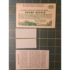 CHAMP DECALS, HO SCALE, HD-35, DELINEATORS, WHITE REFLECTIVE TYPE, 5X8 3X1 4X10