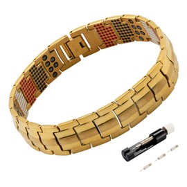 HyyMe Magnetic Bracelets for Men, Titanium Bracelet for Men, Ultra Strength Magnetic Therapy Bracelet for Men, Adjustable and Perfect as a Jewelry Gift with Sizing Tool Included (gold)
