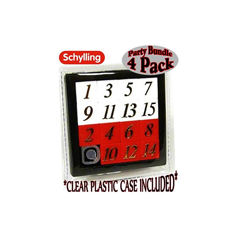 Schylling The 15 Puzzle - Number Slide Brain Teaser (4-Pack)